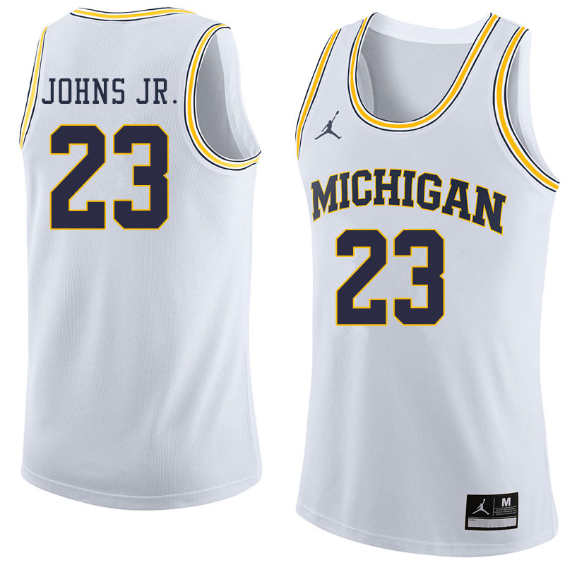 Jordan Brand Men #23 Brandon Johns Jr. Michigan Wolverines College Basketball Jerseys Sale-White - Click Image to Close